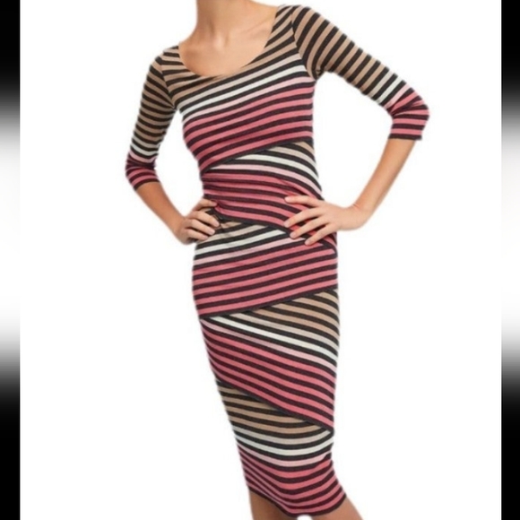 🆕Bailey 44 Anthropologie Striped Knit Column Dress Bodycon Dress Size Large - Picture 2 of 11